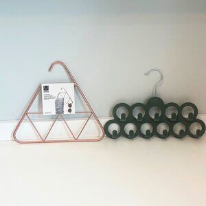 Lot 2 Accessory Organizer Hangers Umbra Pendant Rose Gold Green Felt Scarf Belt